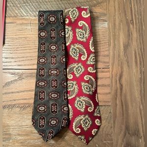 Oscar de la Renta men’s necktie ties lot of 2 EUC Silk